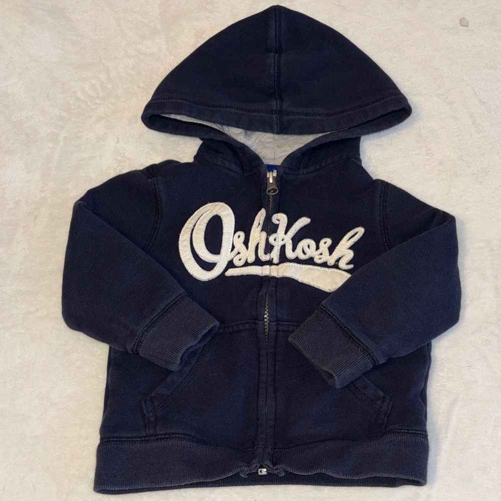 OshKosh B'gosh Navy Hooded Zip Sweatshirt with White Script